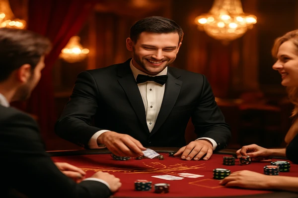 আলো ঝলমলে গেমিং পরিবেশে একজন আত্মবিশ্বাসী প্রতিনিধি ba99 অ্যাকাউন্টে নিরাপদ লগইন করার জন্য ব্যবহারকারীদের আমন্ত্রণ জানাচ্ছেন।